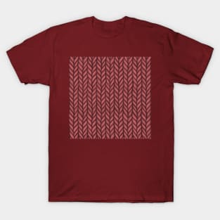 Deep Red Winter Knit Pattern Drawing T-Shirt